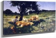 Boy And Sheep Lying Under A Tree By Henry Ossawa Tanner Fine Art Print
