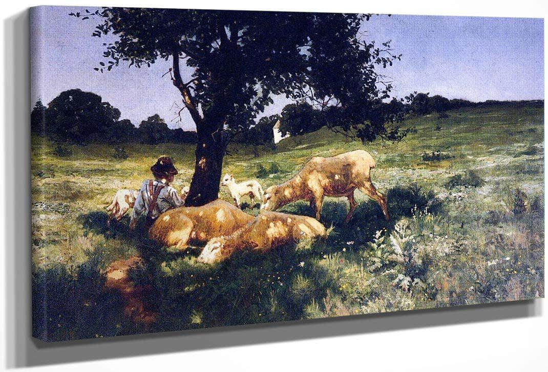 Boy And Sheep Lying Under A Tree By Henry Ossawa Tanner Fine Art Print