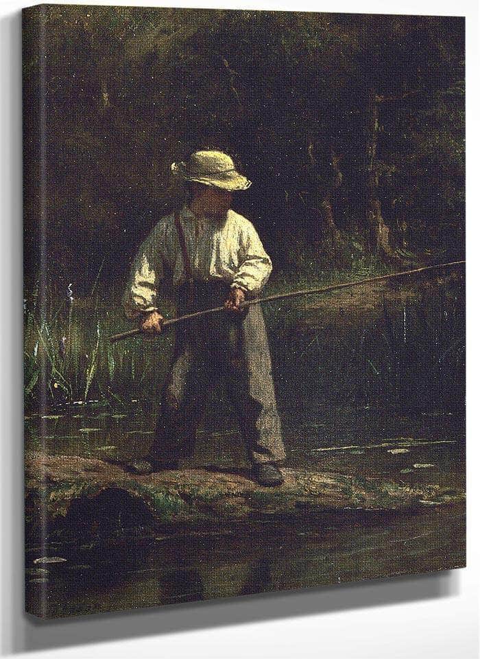 Boy Fishing By Eastman Johnson Fine Art Print