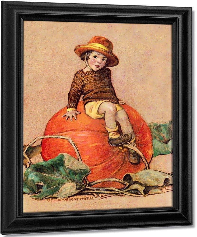 Boy On Pumpkin By Jessie Willcox Smith Fine Art Print