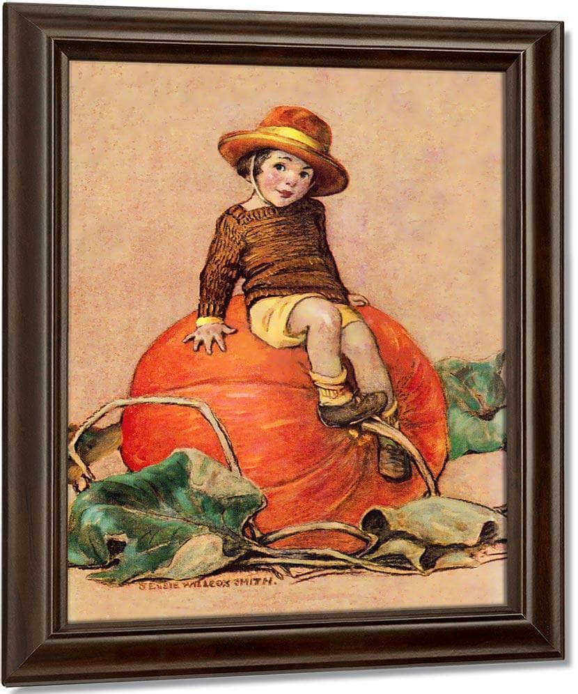 Boy On Pumpkin By Jessie Willcox Smith Fine Art Print