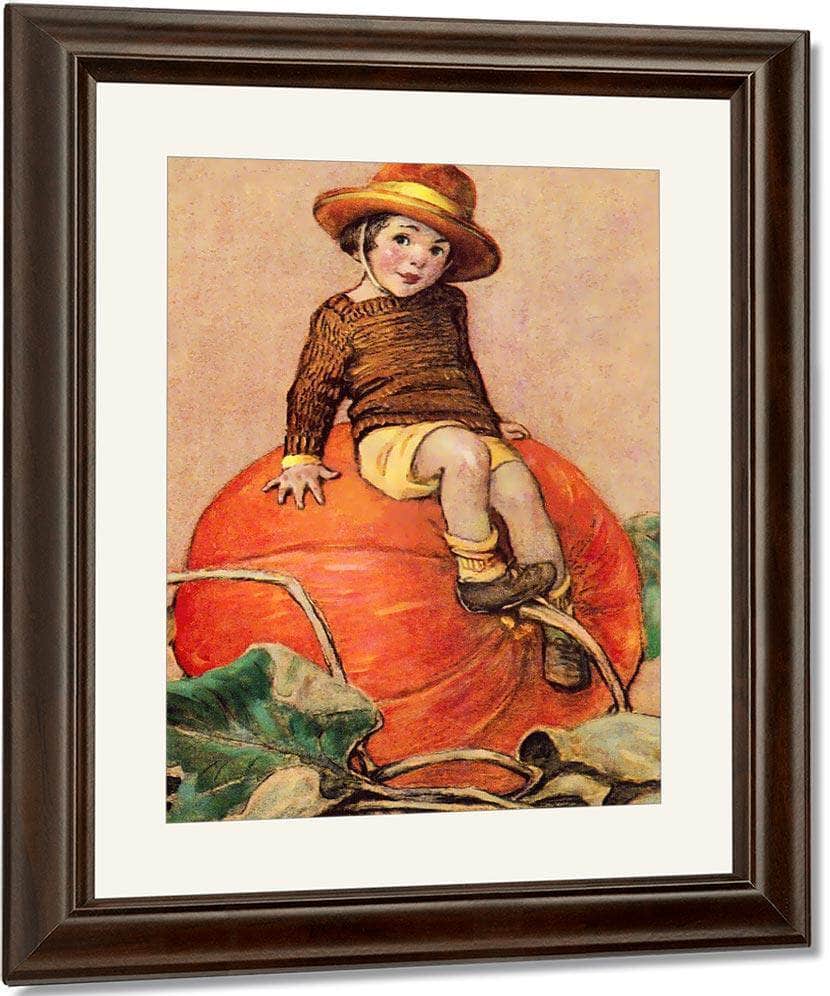 Boy On Pumpkin By Jessie Willcox Smith Fine Art Print