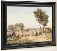 Boy Opening Gate For Sheep By David Cox Fine Art Print