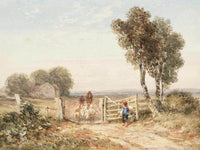 Boy Opening Gate For Sheep By David Cox Fine Art Print