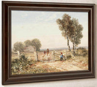 Boy Opening Gate For Sheep By David Cox Fine Art Print