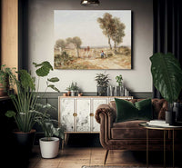 Boy Opening Gate For Sheep By David Cox Fine Art Print