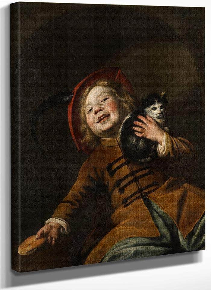 Boy With A Cat Red Hat And A Piece Of Bread 1630 By Judith Leyster Fine Art Print