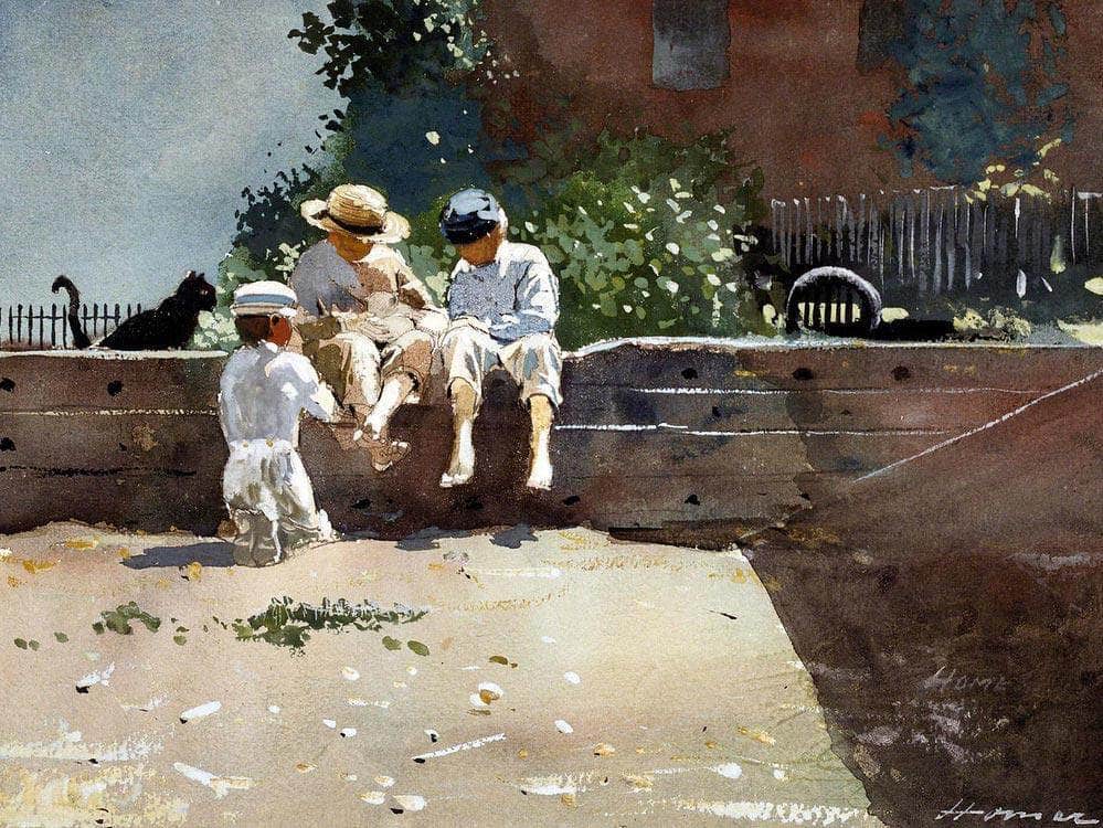 Boys And Kitten By Winslow Homer Fine Art Print