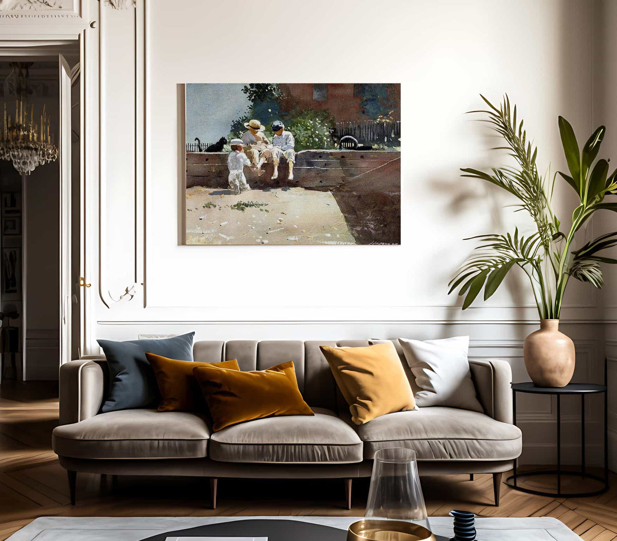 Boys And Kitten By Winslow Homer Fine Art Print