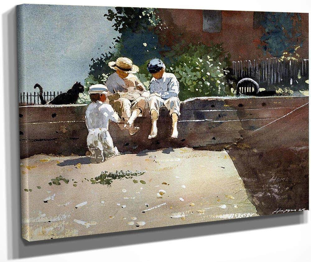 Boys And Kitten By Winslow Homer Fine Art Print