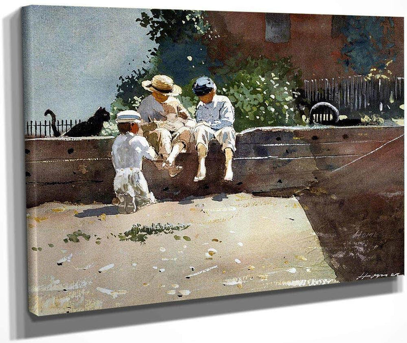 Boys And Kitten By Winslow Homer Fine Art Print