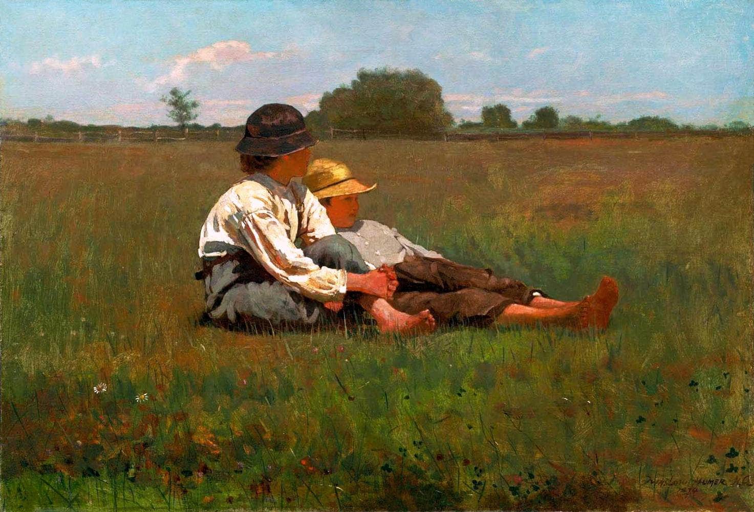 Boys In A Pasture Painting Winslow Homer Canvas Art Fine Art Print