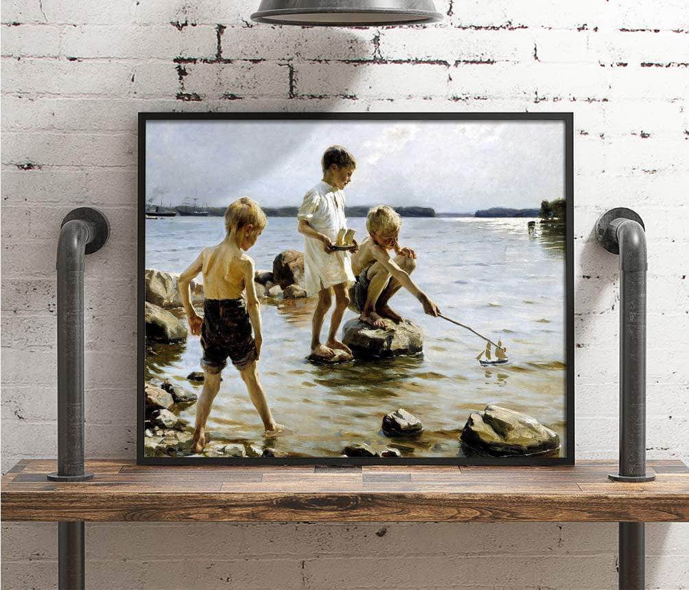 Boys Playing Painting Albert Edelfelt Canvas Art Fine Art Print