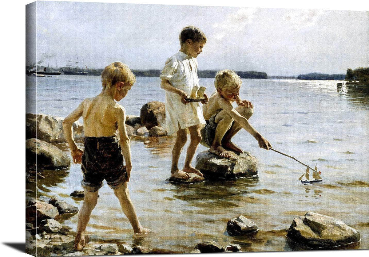 Boys Playing Painting Albert Edelfelt Canvas Art Fine Art Print