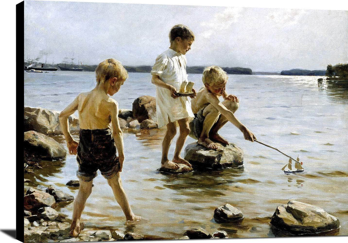 Boys Playing Painting Albert Edelfelt Canvas Art Fine Art Print
