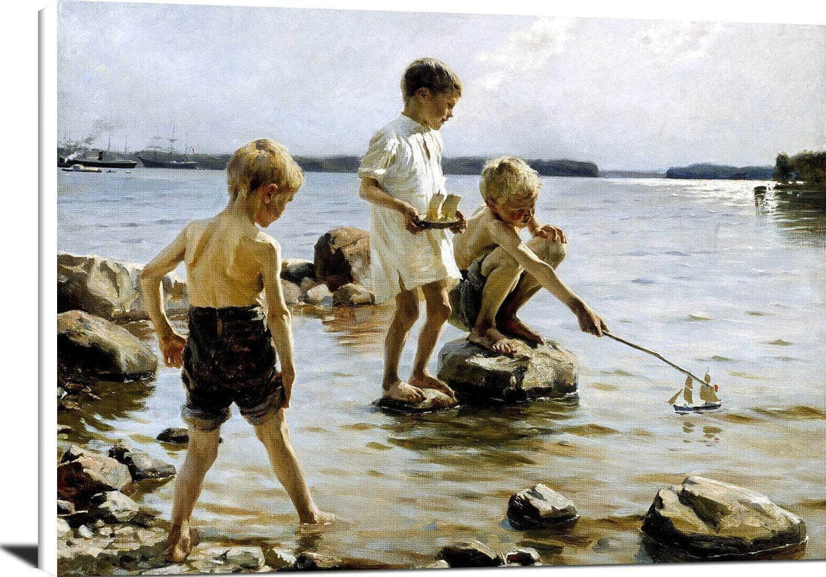 Boys Playing Painting Albert Edelfelt Canvas Art Fine Art Print