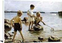 Boys Playing Painting Albert Edelfelt Canvas Art Fine Art Print