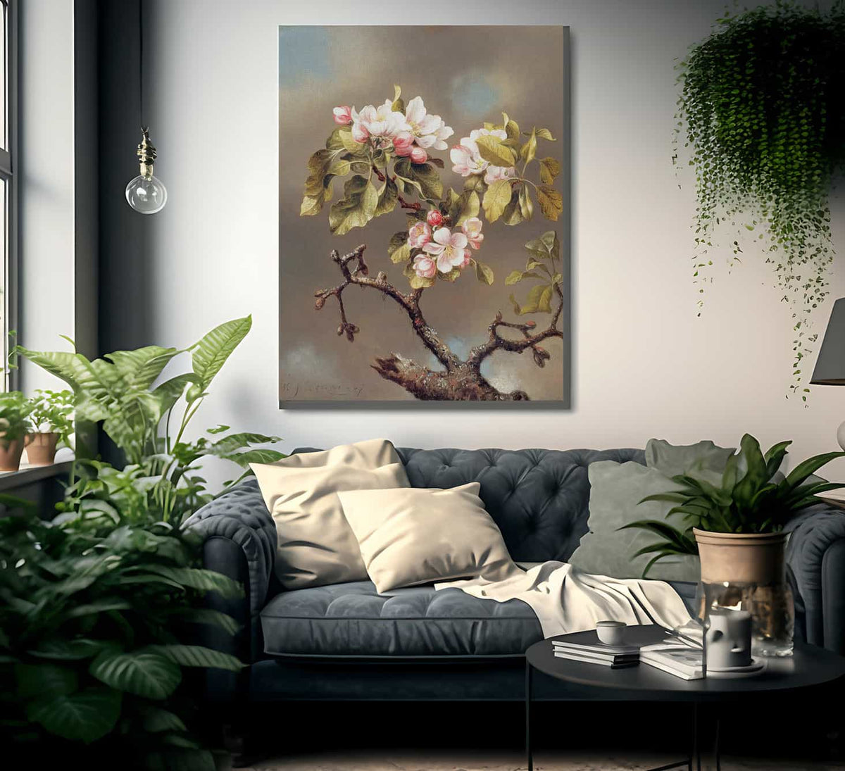 Branch Of Apple Blossoms Against A Cloudy Sky By Martin Johnson Heade Fine Art Print