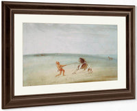 Breaking Down The Wild Horse By George Catlin Fine Art Print