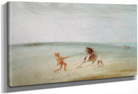 Breaking Down The Wild Horse By George Catlin Fine Art Print