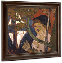 Breton Girl With A Red Umbrella By Emile Bernard Fine Art Print