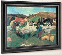 Breton Landscape With Pigs By Paul Gauguin Fine Art Print