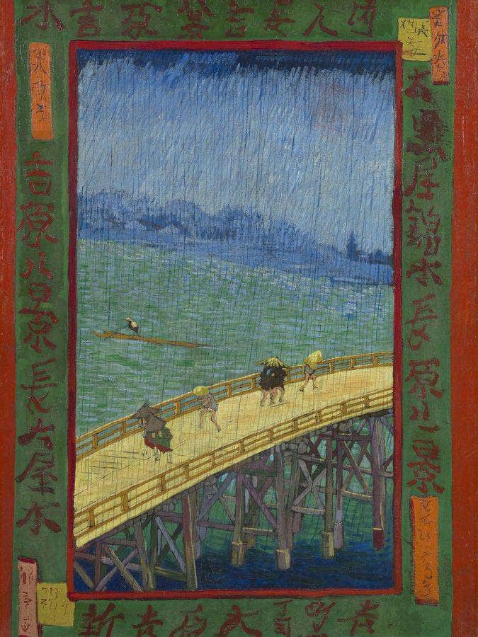 Bridge In The Rain After Hiroshige By Vincent Van Gogh Fine Art Print