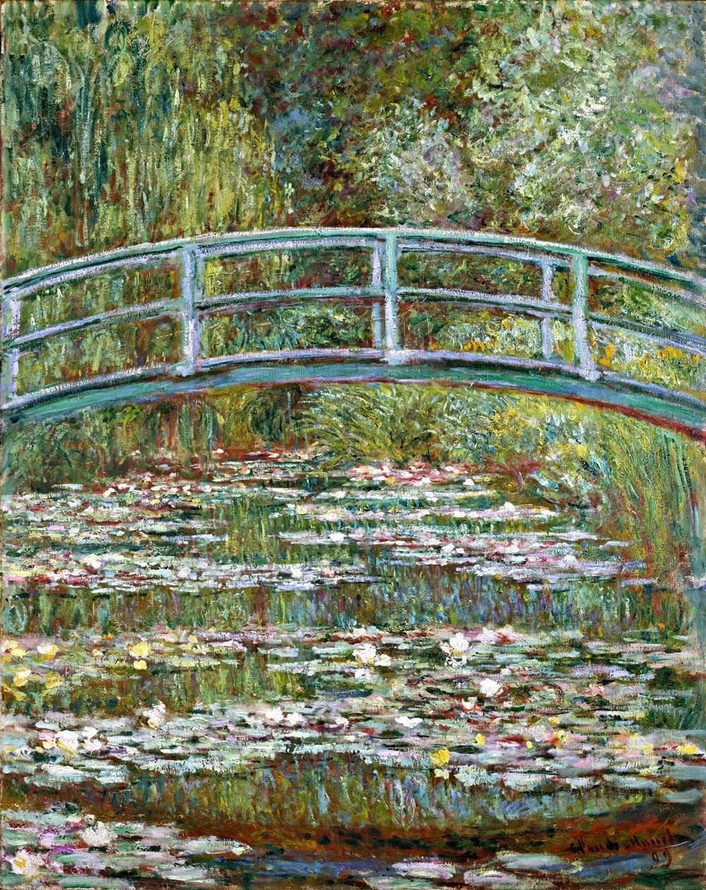 Bridge Over A Pond Of Water Lilies Painting Claude Monet Canvas Art Fine Art Print