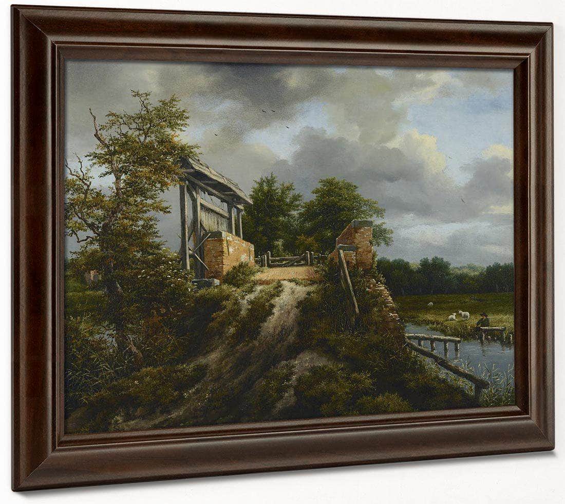 Bridge With A Sluice By Jacob Van Ruisdael Fine Art Print