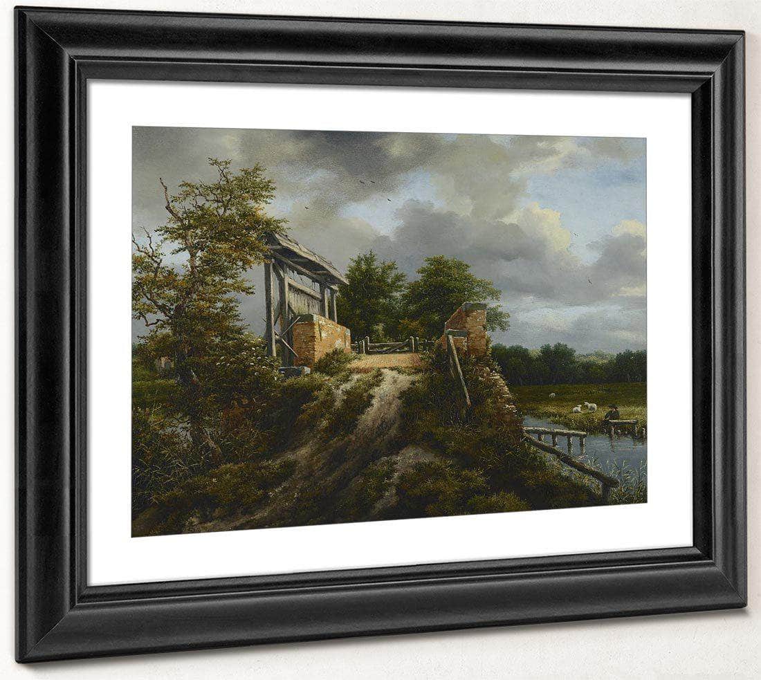 Bridge With A Sluice By Jacob Van Ruisdael Fine Art Print