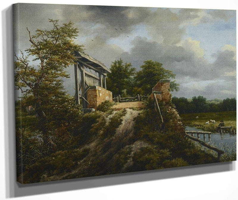 Bridge With A Sluice By Jacob Van Ruisdael Fine Art Print