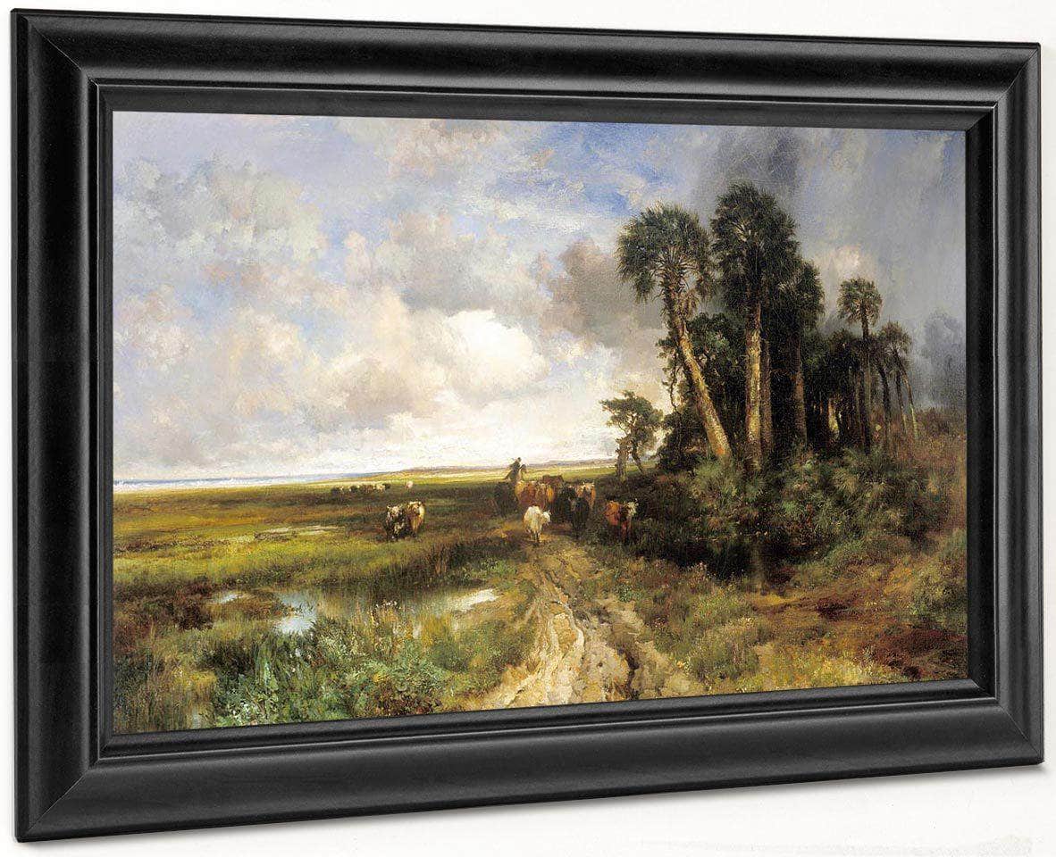 Bringing Home The Cattle    Coast Of Florida By Thomas Moran Fine Art Print
