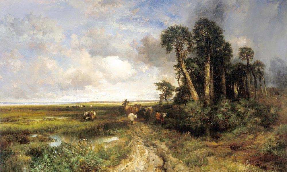 Bringing Home The Cattle    Coast Of Florida By Thomas Moran Fine Art Print
