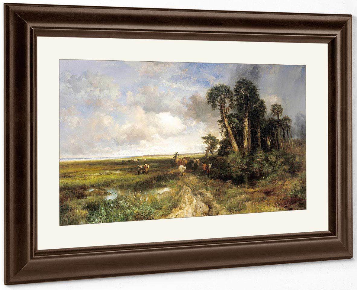 Bringing Home The Cattle    Coast Of Florida By Thomas Moran Fine Art Print