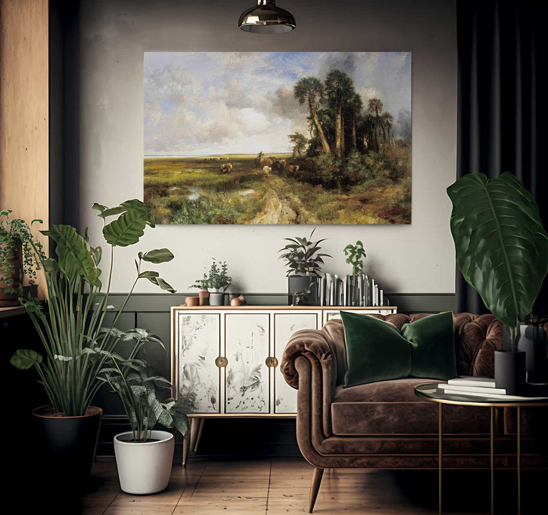 Bringing Home The Cattle    Coast Of Florida By Thomas Moran Fine Art Print