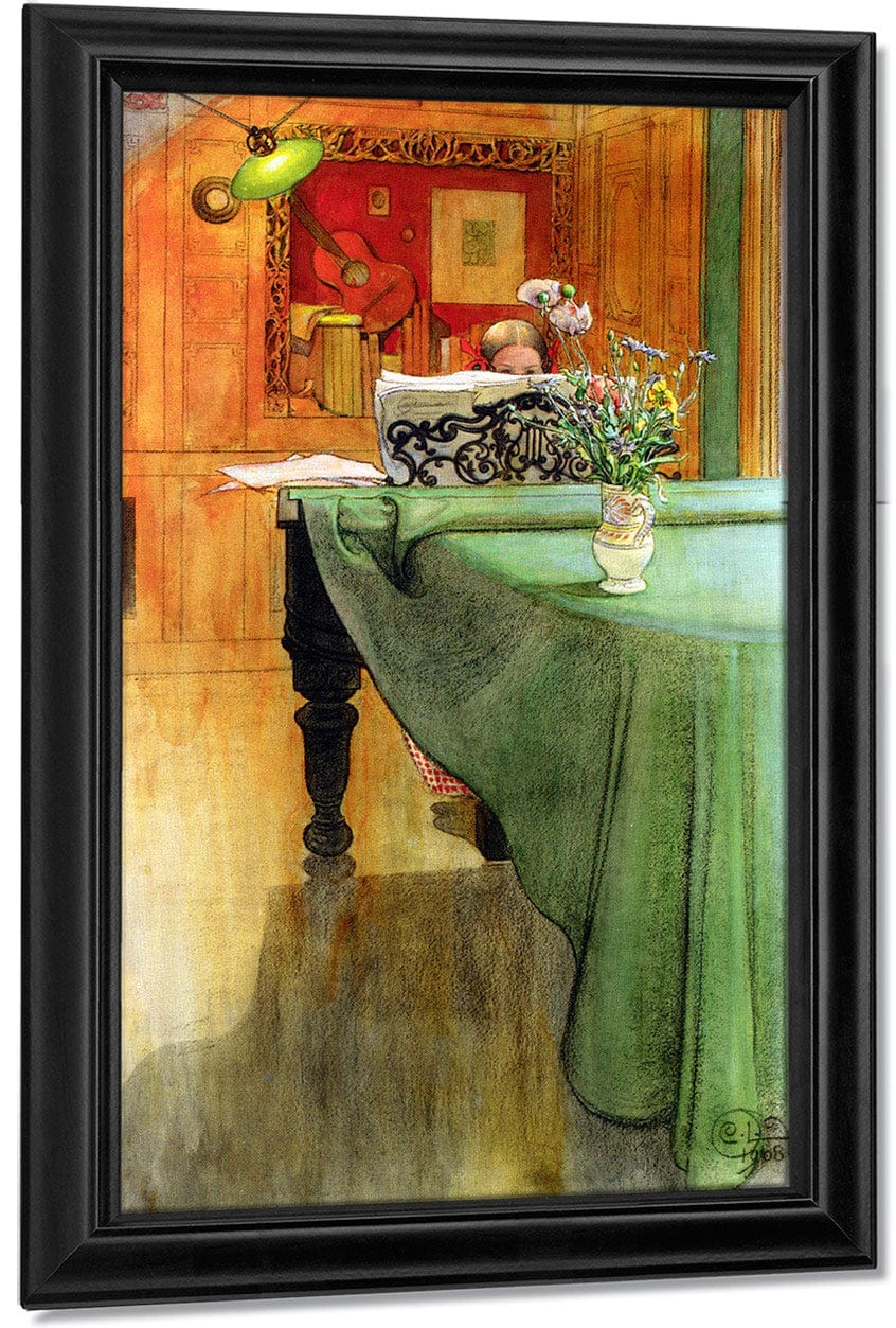 Brita At The Piano By Carl Larsson Fine Art Print