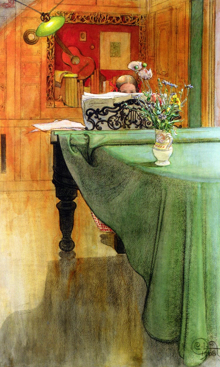 Brita At The Piano By Carl Larsson Fine Art Print