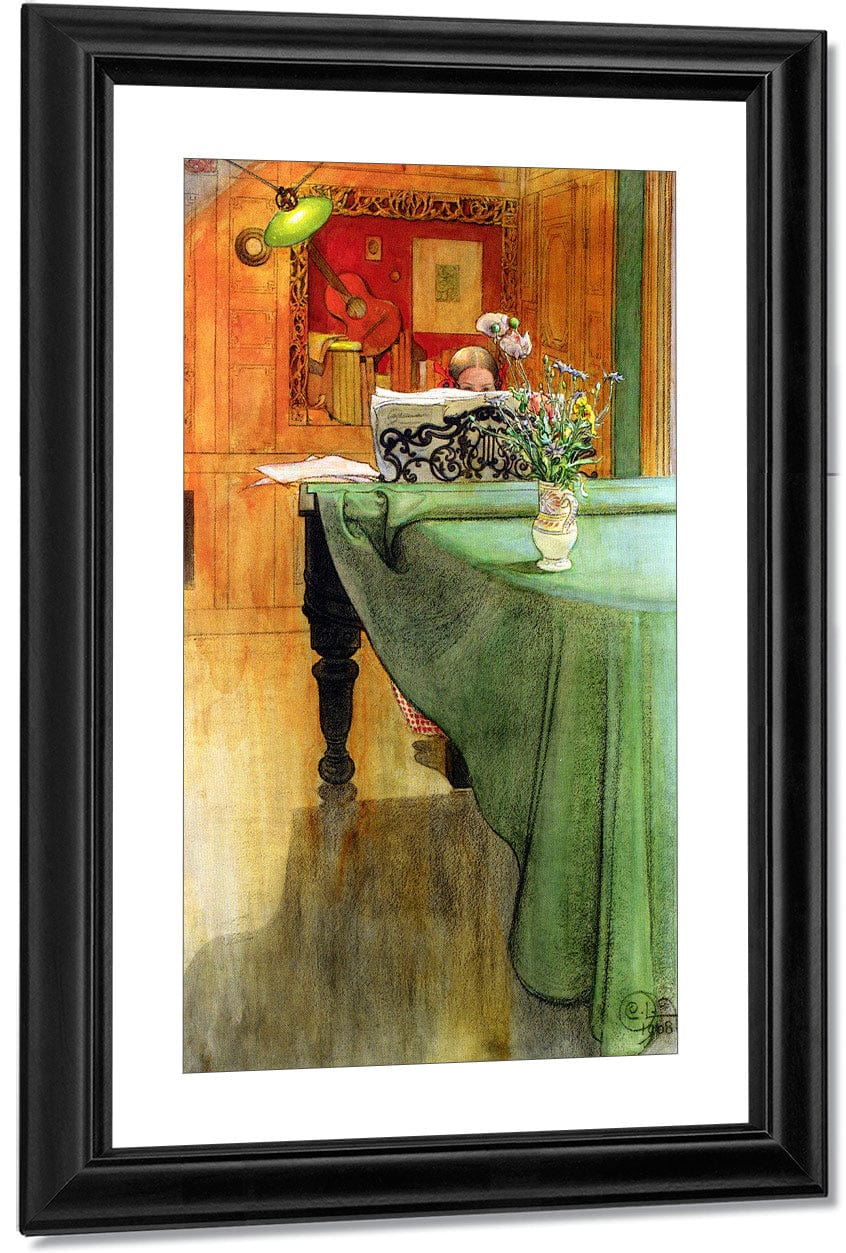 Brita At The Piano By Carl Larsson Fine Art Print