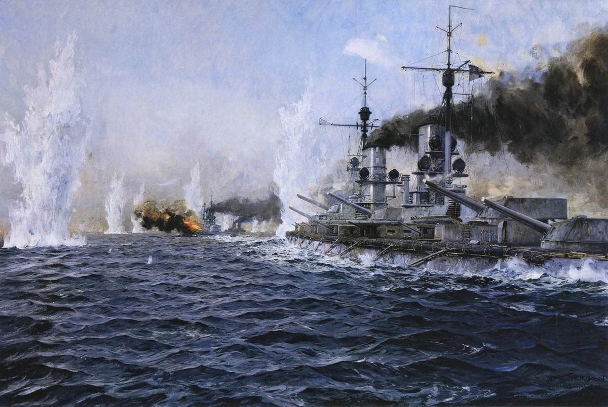 British Fleet Fired Upon At The Battle Of Jutland Painting Bergen Canvas Art Fine Art Print