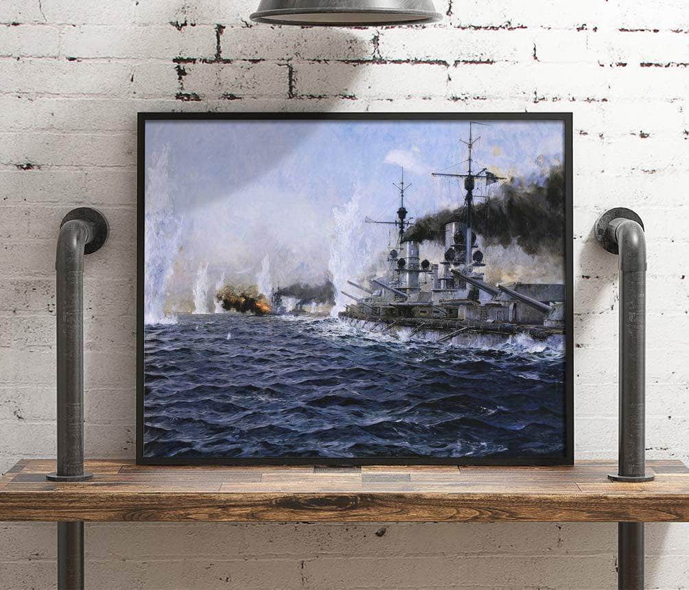 British Fleet Fired Upon At The Battle Of Jutland Painting Bergen Canvas Art Fine Art Print