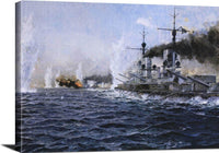 British Fleet Fired Upon At The Battle Of Jutland Painting Bergen Canvas Art Fine Art Print