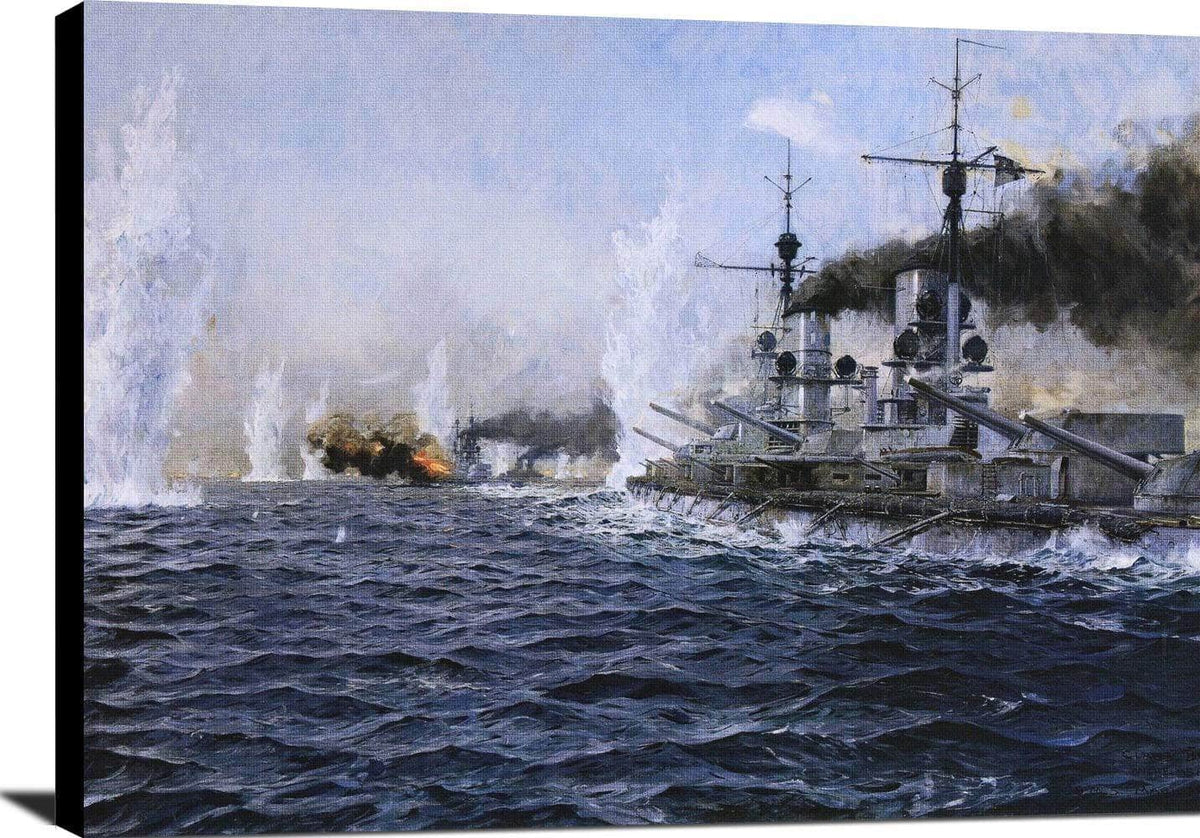 British Fleet Fired Upon At The Battle Of Jutland Painting Bergen Canvas Art Fine Art Print