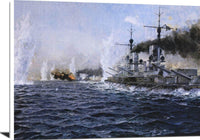 British Fleet Fired Upon At The Battle Of Jutland Painting Bergen Canvas Art Fine Art Print
