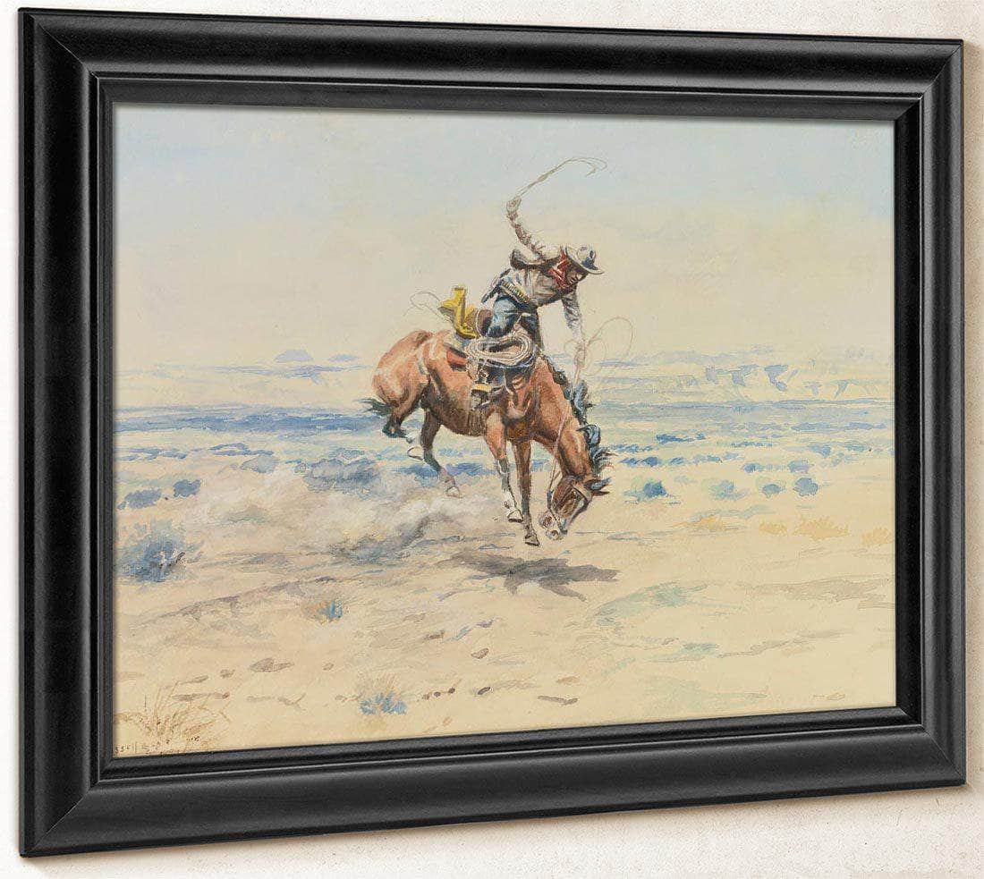 Bucking Bronco By Charles Marion Russell Fine Art Print