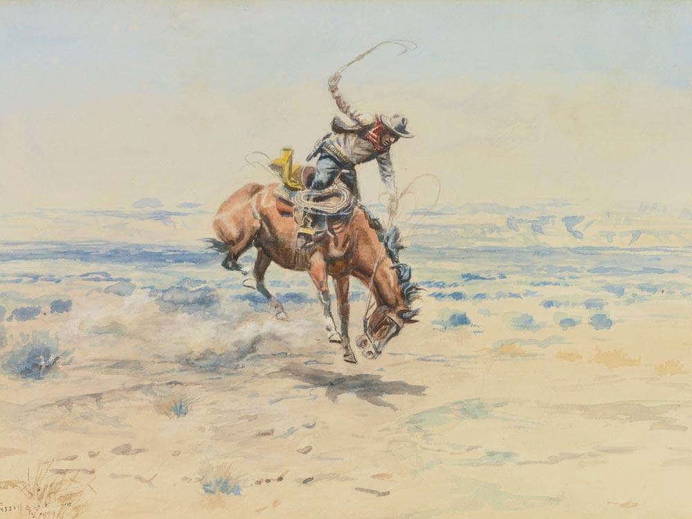Bucking Bronco By Charles Marion Russell Fine Art Print