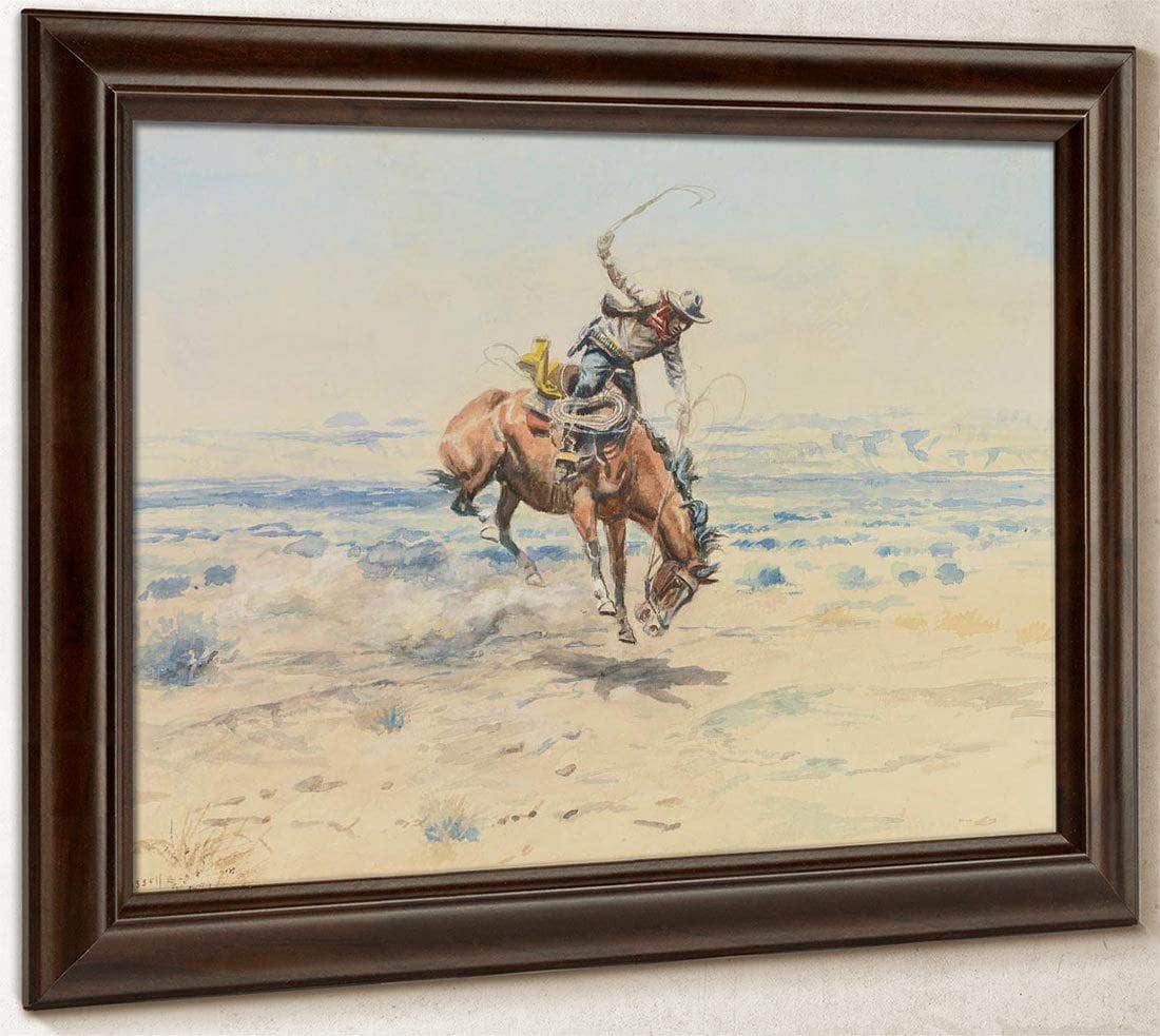 Bucking Bronco By Charles Marion Russell Fine Art Print