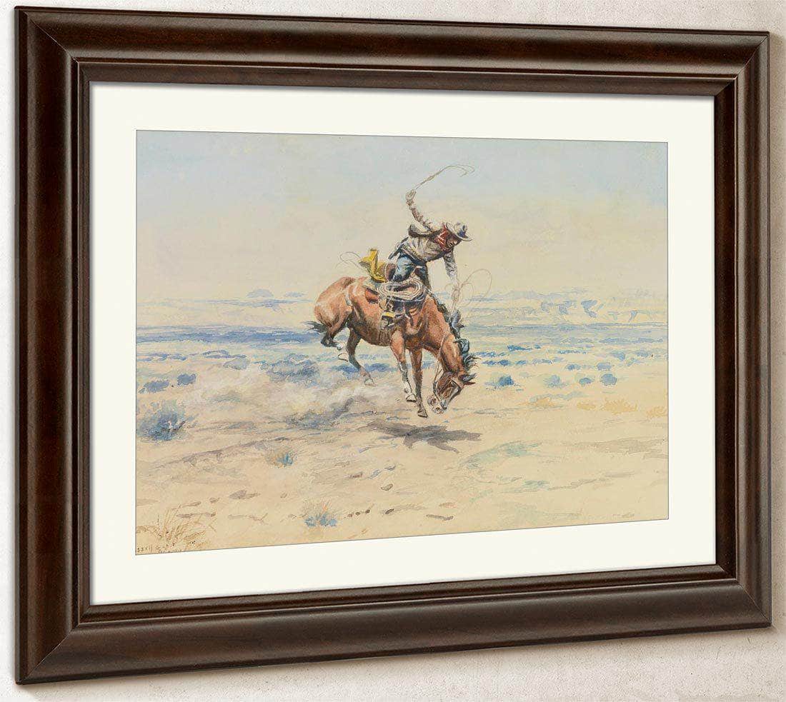 Bucking Bronco By Charles Marion Russell Fine Art Print