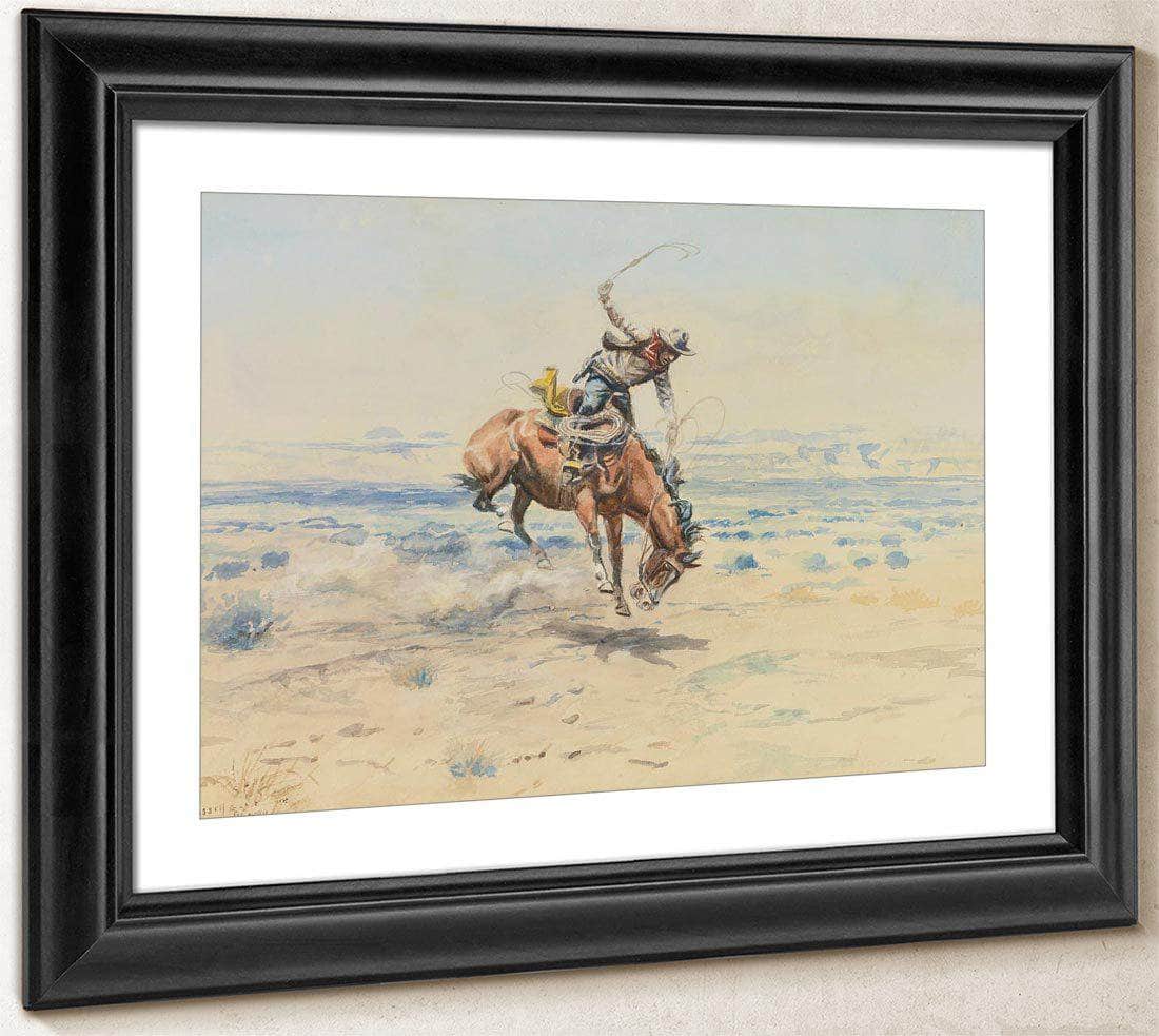 Bucking Bronco By Charles Marion Russell Fine Art Print