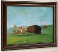 Buffalo Chase, A Single Death By George Catlin Fine Art Print