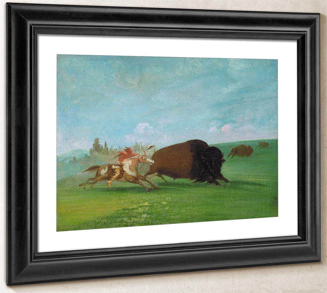 Buffalo Chase, A Single Death By George Catlin Fine Art Print